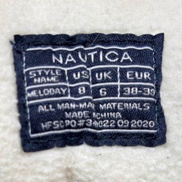 Nautica Meloday Duck Boots Size 8 Navy Blue & Red Stripes - Picture 3 of 7